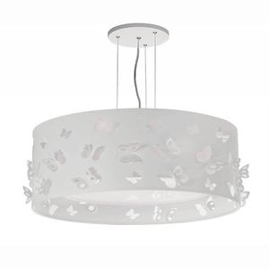 Lustre Infantil Pendente Borboletas Duplo 40x16cm Branco-branco