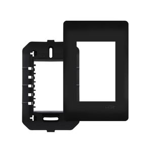 Placa Com Suporte Fame Habitat Black 4x2 Para 3 Módulos Horizontais Preto