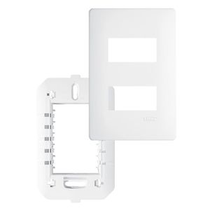 Placa Com Suporte Fame Habitat 4x2 Para 2 Módulos Horizontais Distanciados Branco