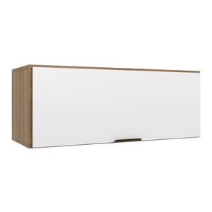Armário Geladeira 1 Porta Basculante Paris Nogal Manchester- Branco Brilhante