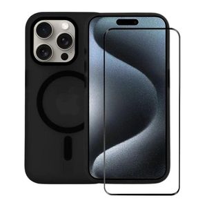 Kit Capa Magsafe Pro Preta E Pelicula Coverage 5d Pro Preta Para Iphone 15 Pro - Gshield