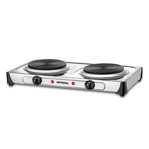 Fogão Elétrico De Mesa Mondial 2 Bocas Fast Cook Dual 220v Inox 220v