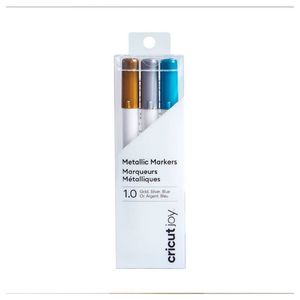 Canetinhas Metálicas Para Cricut Joy 1.0mm Ouro,prata E Azul Branco Com Azul