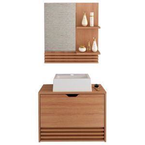 Conjunto 3 Peças Para Banheiro Bn3630x13x14 Amendoa Tecno Mobili Amendoa