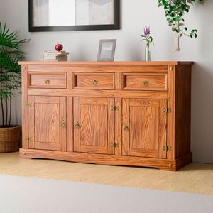 Aparador Buffet Em Madeira 3 Portas 3 Gavetas 150 Cm Carvalho Rústico Elliottiis