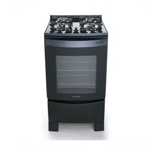 FOGAO MUELLER DECORATO VETRO PISO 4 BOCAS PRETO FOSCO G3 (601230050)