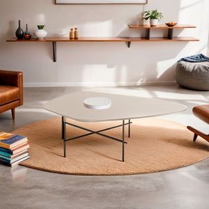 Mesa De Centro Capri Formato Orgânico 116x30 Off White