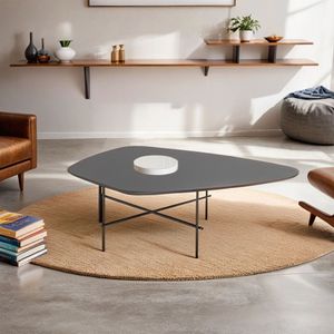 Mesa De Centro Capri Dark Formato Orgânico 116x30 Preto