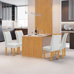 Conjunto Mesa Bella Ripada 120cm Com 4 Cadeiras Arizona Tampo Bella Com Vidro Cinamomo-off White-boucle Gelo
