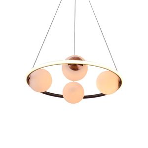 Lustre Pendente Nordecor Hoop Uno 2308 Preto - Cobre E27 Led Bivolt