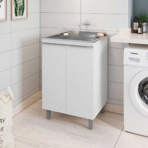 Armario Kit Lavanderia Levisse Medio 60cm Branco - Gaam