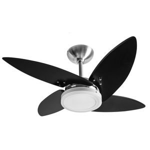 Ventilador De Teto 110v Led Alumínio Escovado Azzam Preto-alumínio Escovado