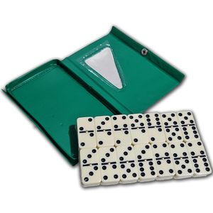 Jogo Profissional Dominó Melanina 28 Peças 6mm Com Estojo Verde