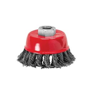 Escova Aço Carbono Tipo Copo Torcida 4" 100mm Rosca M14 - Mtx