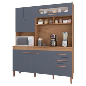 Armario Cozinha Monaco New Com 5 Portas E 3 Gavetas Canelato-grafite Canelato-grafite