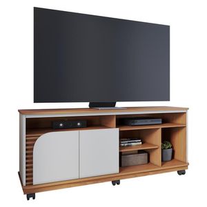 Rack Bancada Para Tv Até 65 Polegadas Com Rodízios Freijo-off White Matte Freijo-off White Matte