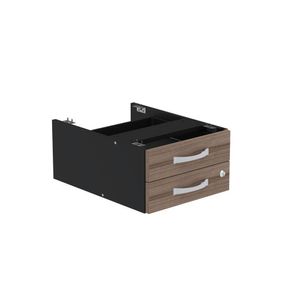 Gaveteiro Aéreo Para Escritório 2 Gavetas Pe40 Preto-walnut