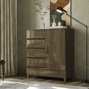 Cômoda 1 Porta 4 Gavetas Com Pés Fit Jequitiba