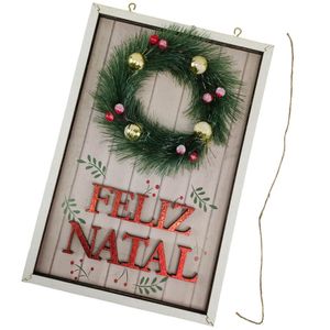 Quadro Natalino Feliz Natal Guirlanda Decorativo Com Bolinhas Enfeite Parede Porta Ornamento Advento Decoraçao Loja Casa Sala Quarto Hall