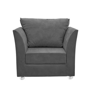 Poltrona Cadeira Decorativa Para Sala E Quarto Lisboa Suede Cinza Escuro