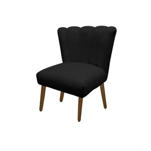 Cadeira Pétala Flor Para Sala De Estar Penteadeira Salão Suede Preto