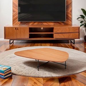 Conjunto Mesa De Centro Capri Formato Orgânico Preto - Madeira Mel