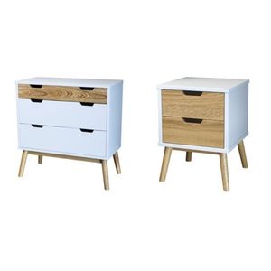 Cômoda E Mesa De Cabeceira Lara Parpinelli Branco-pinus Cera