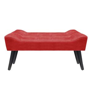 Banco Estofado Paris 1,20m Suede Vermelho - Inova Decor