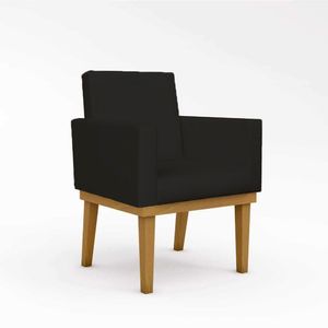 Poltrona Decorativa Com Base Reforçada Sala Quarto Jl Decor Cor:courino Preto