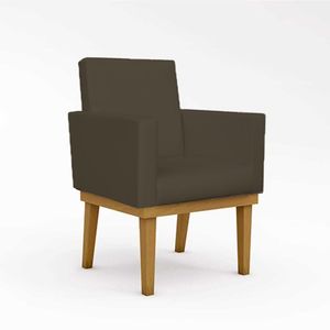 Poltrona Decorativa Com Base Reforçada Courino Sala Quarto Cor:courino Marrom