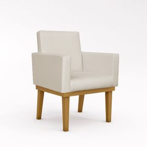 Poltrona Decorativa Com Base Reforçada Courino Sala Quarto Cor:courino Bege