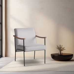 Poltrona Decorativa Blur Tec 386 Poly Trama Cinza Claro G3 Com Estrutura Em Metal Preto E Aplique Em Preto