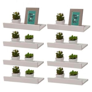 Kit 8 Prateleiras Porta Quadros 40 X 10cm Branca Suporte Invisível