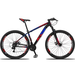 Bicicleta Aro 29 Ksw 27v Shimano, Freio Hidraulico, Trava-k7 - Preto-azul E Vermelho - 19"