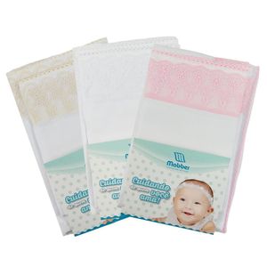 Kit De Fraldas Meu Bebê Com Voil 3 Peças Pintura/bordado Máquina Mabber Salmão