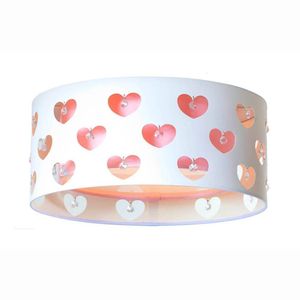 Luminária Infantil Plafon Corações Com Cristais 50x16 Rosa/branco Xyz