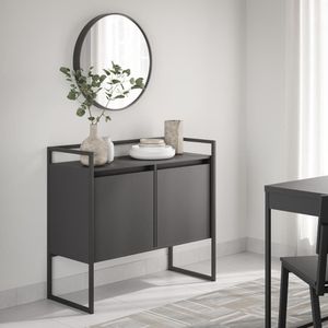 Aparador Buffet 2 Portas Industrial Roma Preto
