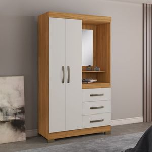 Guarda-roupa Nt 5170 Capelinha Solteiro Com Espelho E 3 Gavetas Freijó Trend/off White