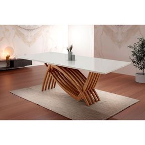 Mesa Para Sala De Jantar Zurick 2200 X 1100 Imbuia Natural/laq. Off White