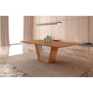 Mesa Para Sala De Jantar Cristal 2200 X 1100 Cinamomo Imbuia/laq. Champanhe