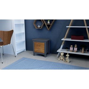 Conjunto Mesa De Cabeceira 2 Gavetas Parpinelli Cinza/pinus Cera