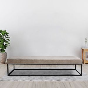 Puff Para Sala De Estar Giulia 160 Cm Bege-preto