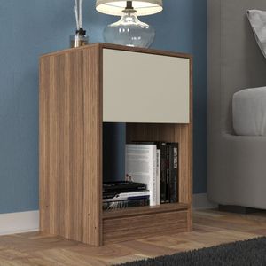 Mesa De Cabeceira Bravo Com Gaveta E Nicho Castanho-offwhite