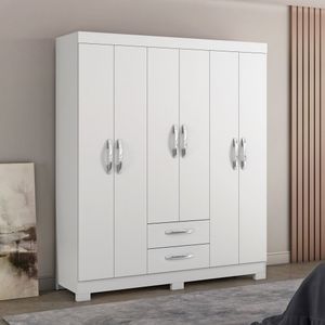 Roupeiro 6 Portas Com 2 Gavetas Nt 5130 Com Pé Flex Branco New-rosa