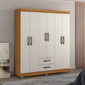 Roupeiro 6 Portas Com 2 Gavetas Nt 5130 Com Pé Flex Freijó Trend-off White