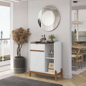 Aparador Bar Para Sala De Jantar Bari Branco-cedro