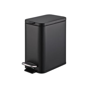 Lixeira Retangular C- Pedal E Balde 5 L Aço Carbono Cor Preto Linha Frame Brinox