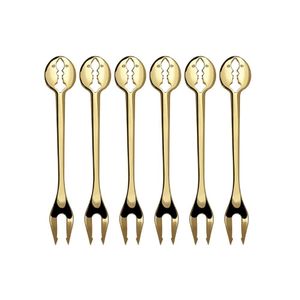 Jogo 6 Garfos Petisco Aperitivo Banhado Ouro 24kl Bugatti