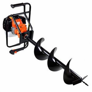 Maquina De Perfurar Solo Chao Fazer Buraco 520 Com 2 Brocas 80x20 + 80x12cm + Extensor 50cm Gasolina