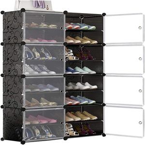 Sapateira Dupla Armario Ajustavel Organizador 16 Prateleiras Sapatos Grande 32 Pares